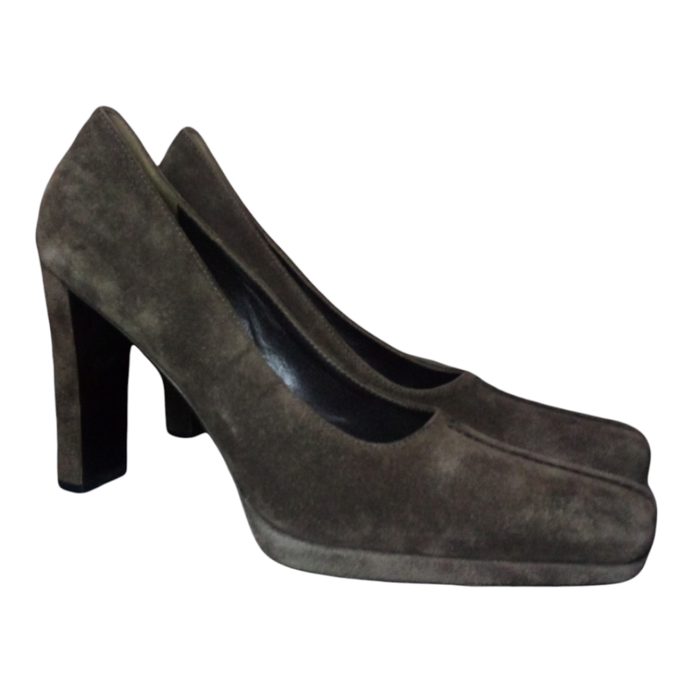 Prada Brown Suede Block Heels